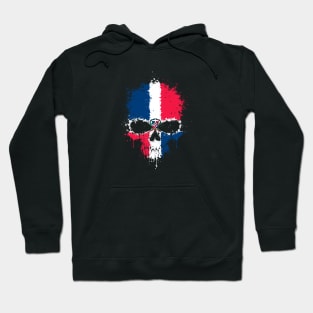 Chaotic Dominican Flag Splatter Skull Hoodie